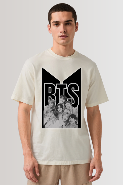 BTS GROUP OVERSIZED TEE-2 BEIGE