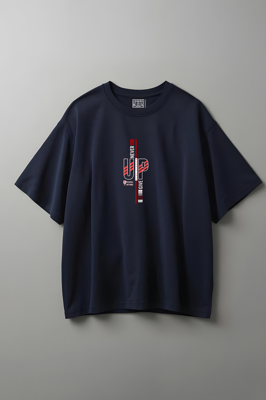 NEVER GIVE UP OVERSIZED T-SHIRT NAVY BLUE