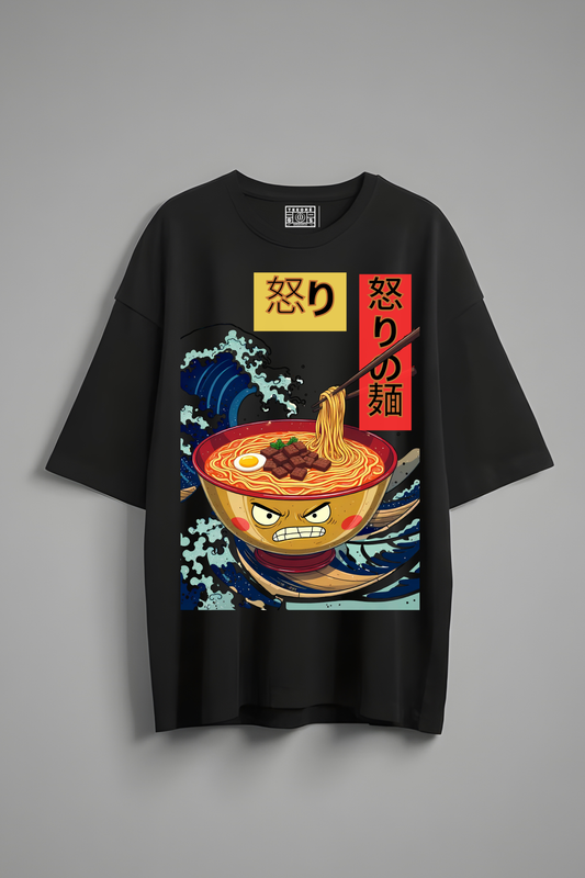 ANGRY NOODLES OVERSIZED TEE BLACK