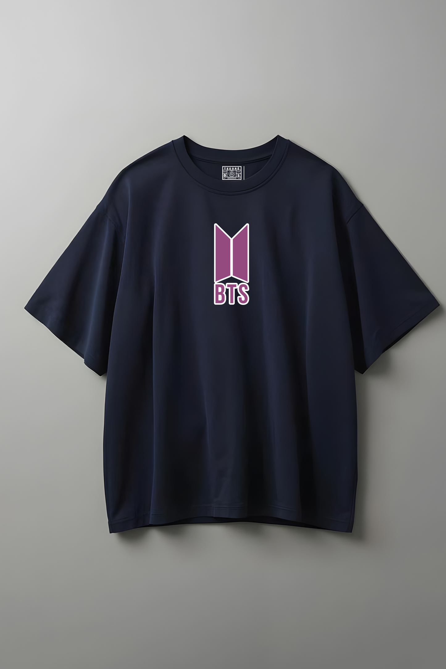 BTS PRINT OVERSIZED T-SHIRT NAVY-BLUE
